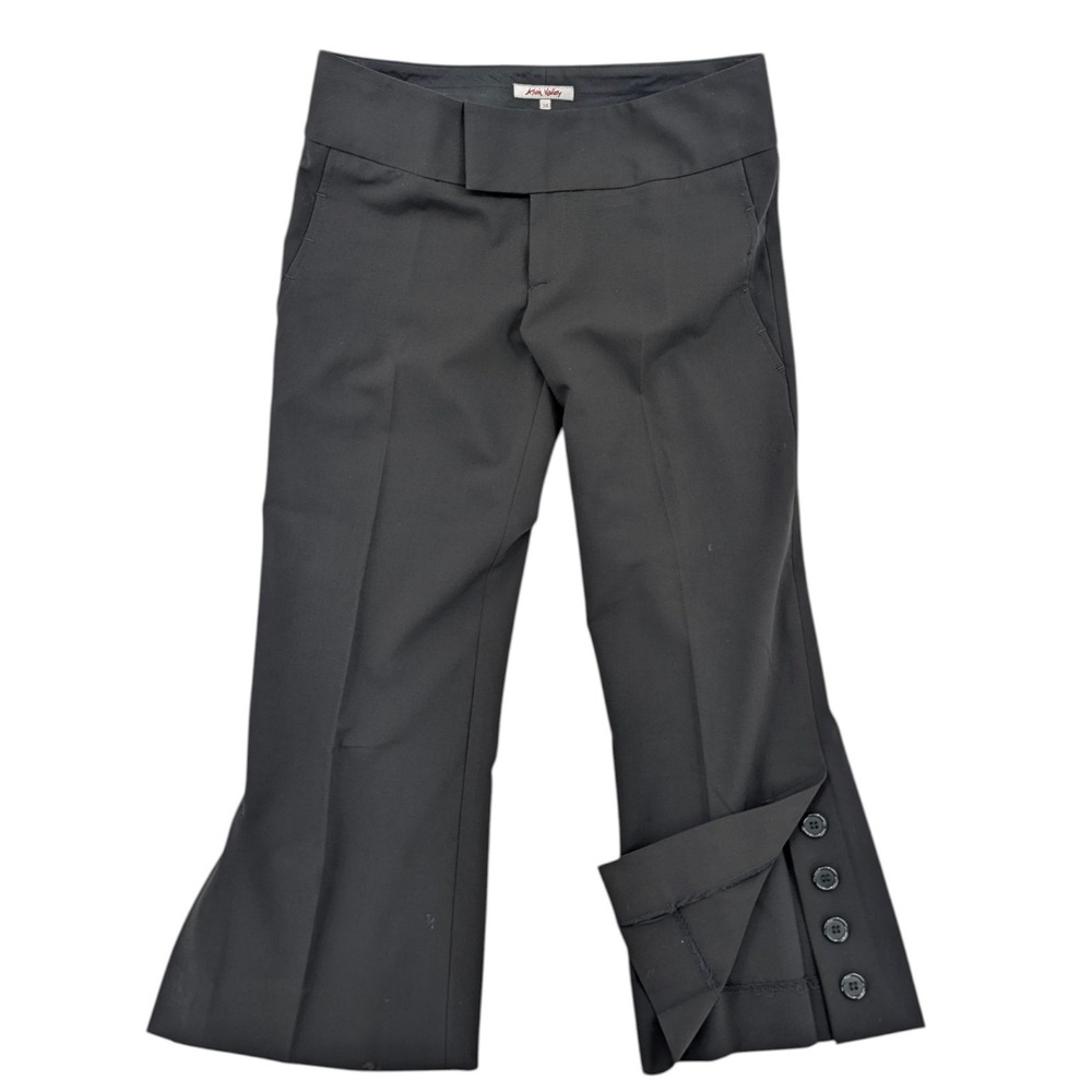 Alvin Valley Black Cropped Flare Pants Womens‎ 36 Side Slit Career Y2K USA